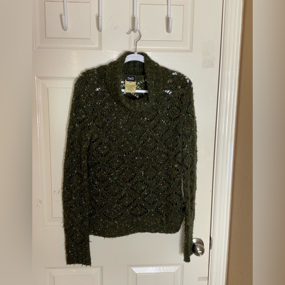 Dolce & Gabbana Women's Green Cable Knit Turtleneck Sweater Vintage Sz L Italy.‌ - Picture 7 of 11